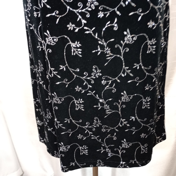 Vintage Sparkle Dress, Black Velour/Silver Sparkles, Sleeveless, Knee Length, M - Picture 10 of 11